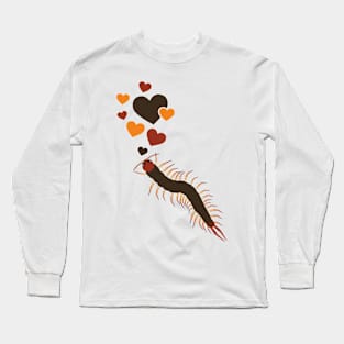 Cute Centipede With Hearts Long Sleeve T-Shirt